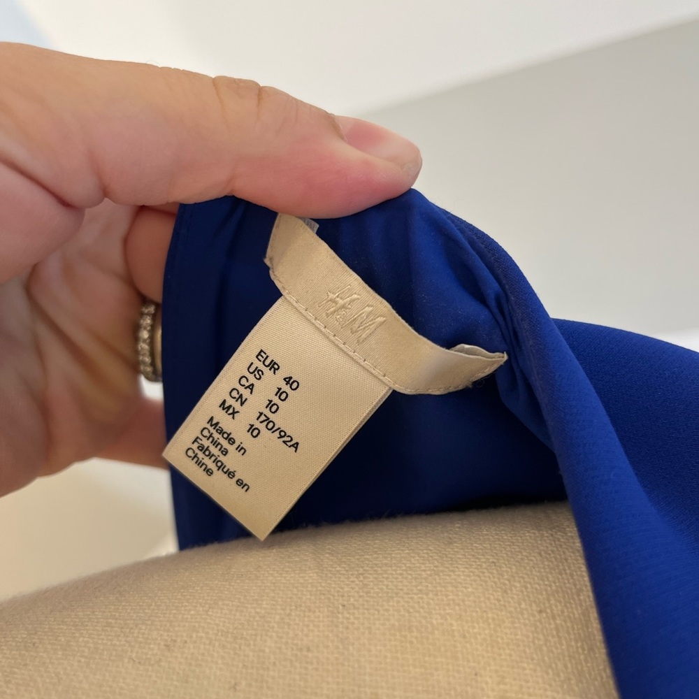 H&M Royal Blue scuba asymmetrical hem cocktail dress size 10 - Picture 8 of 13